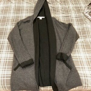 Max Studio Charcoal and Black Hooded Cardigan